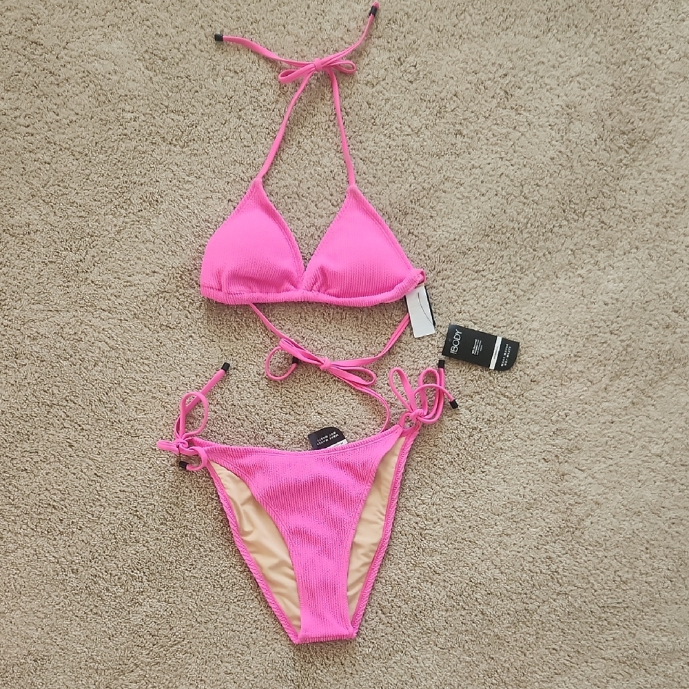 Cotton On Slider Triangler Bikini Top And Fixed Tie Side Brazilian Bikini Bottom